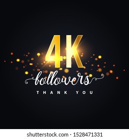 4k Followers thank you design. Vector illustration