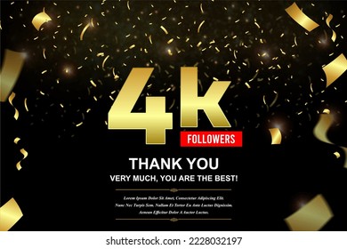 4k Followers thank you design. Vector illustration