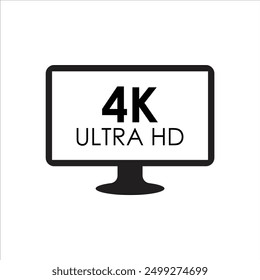 4K full ultra HD vector icon, UHD HDTV screen icon for apps and web