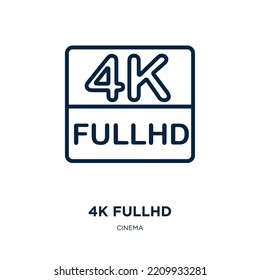 4k fullhd icon from cinema collection. Thin linear 4k fullhd, tv, video outline icon isolated on white background. Line vector 4k fullhd sign, symbol for web and mobile