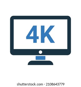 4k, hd, monitor icon. Simple editable vector illustration.