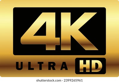 4K High Resolution golden sign | video resolution |Golden 4K icon, 4K ultra HD, logotype symbol