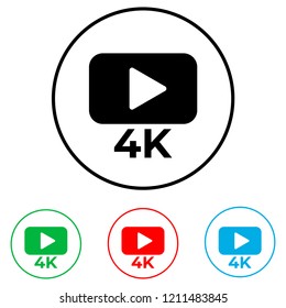 4K icon, logo on white background