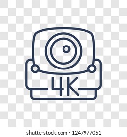 4k icon. Trendy linear 4k logo concept on transparent background from Cinema collection