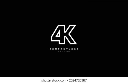 4K K4 4 AND K Abstract initial monogram letter alphabet logo design
