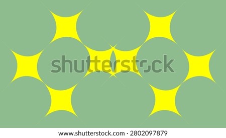 4K laptop and desktop wallpaper featuring two groups of stylishly arranged, bright yellow, geometric shapes on a sage green backdrop. Yellow and green, ultra-high definition (UHD) background for PCs.