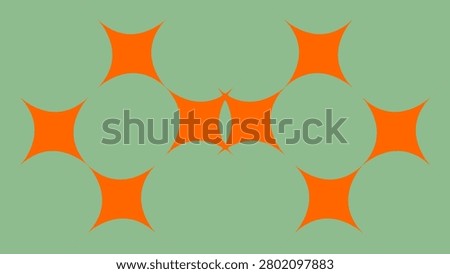 4K laptop and desktop wallpaper featuring two groups of stylishly arranged, vibrant orange, geometric shapes on a sage green backdrop. Orange and green, ultra-high definition (UHD) background for PCs.