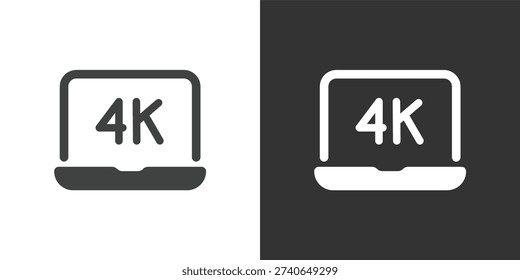 4K Laptop Icon. Solid glyph series icon
