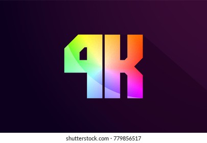 4k 4k letter combination alphabet logo icon design with rainbow color and purple black background