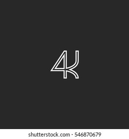4k logo monogram black and white emblem, ultra resolution video lettering concept icon