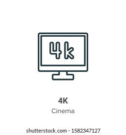 4k outline vector icon. Thin line black 4k icon, flat vector simple element illustration from editable cinema concept isolated on white background