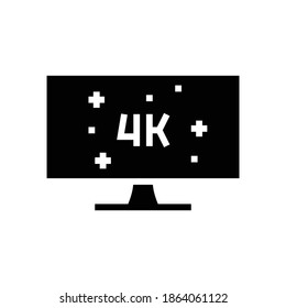 4k resolution computer display glyph icon vector. 4k resolution computer display sign. isolated contour symbol black illustration