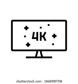 4k resolution computer display line icon vector. 4k resolution computer display sign. isolated contour symbol black illustration