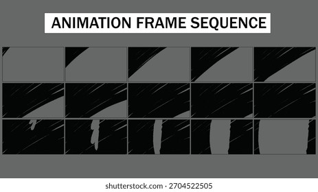 4K Rough textura desenhado à mão bloco Wipe FX Animação. Sequência de Transição de Traço de Pincel Grosso. Efeito de explosão de limpeza de vetor 2D irregular e retângulo texturizado estridente revelam para o projeto de movimento.