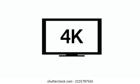 4K Screen Icon. Vector editable flat black and white illustration