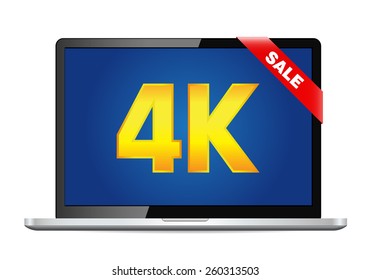 4k screen laptop computer with modern ultra hd resolution. Eps10 vector illustration