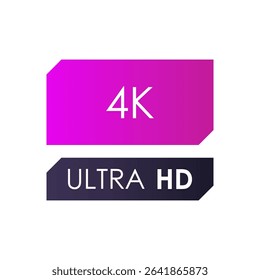 4K screen resolution icon. Ultra HD quality sign. Dimension video sign. High definition monitor label. 4K logotype symbol. Vector illustration