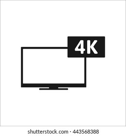 4K screen resolution smart TV sign simple icon on background