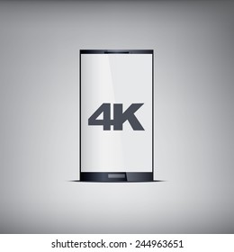 4k screen smartphone with modern ultra hd resolution. Eps10 vector illustration.