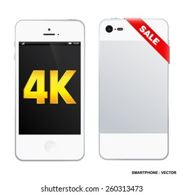 4k screen smartphone with modern ultra hd resolution. Eps10 vector illustration.