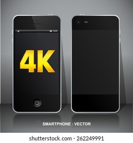 4k screen smartphone with modern ultra hd resolution. Eps10 vector illustration.