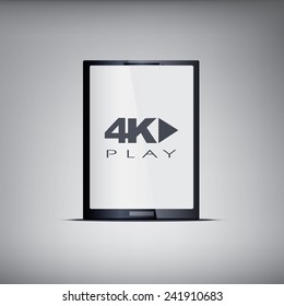 4k screen tablet with modern ultra hd resolution. Eps10 vector illustration