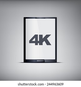 4k screen tablet with modern ultra hd resolution. Eps10 vector illustration