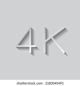 4K simple icon vector. Flat design. Paper style with shadow. Gray background.ai