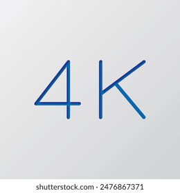 4K simple icon vector. Flat design. Paper cut design. Cutted blue symbol with shadow. Gray background.ai