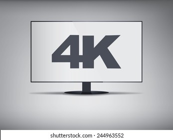 4k smart TV screen with ultra hd resolution. Eps10 vector illustration.