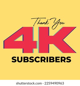 4K subscribers celebration greeting banner vector illustration
