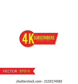 Planilla de fondo para publicaciones en redes sociales de suscriptores de 4K. Bandas de diseño de tipografía de suscriptores de celebración creativa.elementos gráficos de promoción abstracta ilustración vectorial.