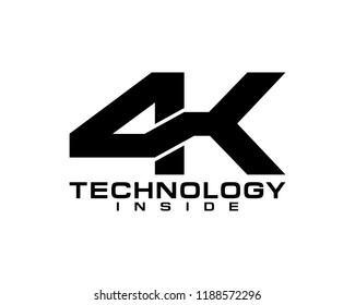 4K Technology logo template vector