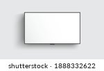 4K TV flat screen lcd or oled, plasma, realistic illustration, White blank monitor mockup. wide flatscreen monitor hanging on the wall