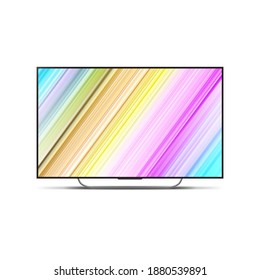 4K TV Flat Screen Lcd Or Oled, Plasma, Realistic Illustration, White Blank Monitor Mockup. Wide Flatscreen Monitor Mockup