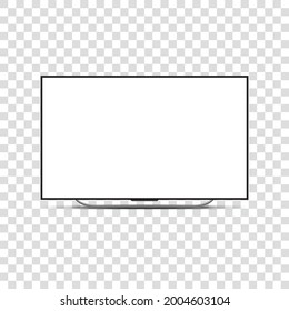 4K TV flat screen lcd or oled, plasma, realistic illustration, White blank monitor mockup. wide flatscreen monitor isolated on transparent background