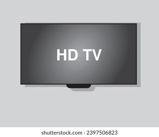 4K TV flat screen lcd or oled, plasma, realistic illustration, White blank monitor mockup. wide flatscreen monitor hanging on the wall