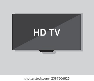 4K TV flat screen lcd or oled, plasma, realistic illustration, White blank monitor mockup. wide flatscreen monitor hanging on the wall