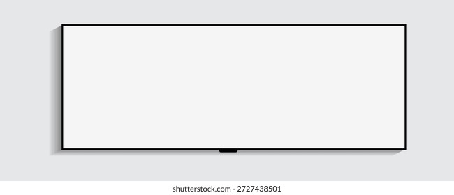 Lcd ou oled de tela plana de TV de 4K, plasma, ilustração realista, mockup branco do monitor. monitor de tela plana largo pendurado na parede