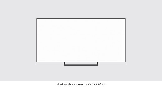 4K TV flat screen lcd or oled, plasma, realistic illustration, White blank monitor mockup. wide flatscreen monitor hanging on the wall