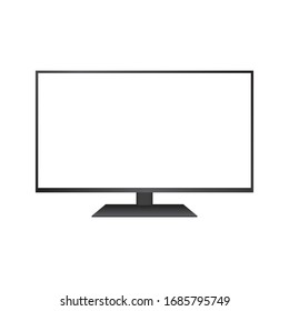 4K Tv Flat Screen. Vector Realistic Illustration. White Blank Tv Mockup