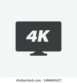 4K TV Flat Vector Icon