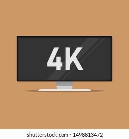 4K TV icon in a flat style. Vector illustration.