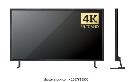 4k TV Screen Isolated on White. Vector Illustration.