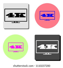 4k tv screen. simple flat vector icon illustration on four different color backgrounds