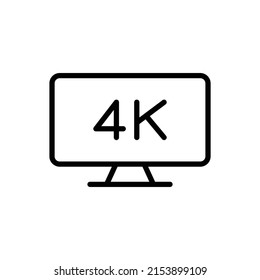 4K, TV simple icon vector. Flat design
