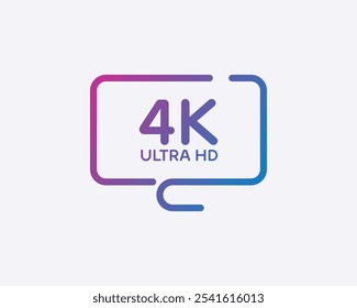 4K, tv simple line icon vector. Flat design. modern gradient color tv icon.