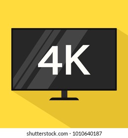 4K TV. Television display with high definition. Illustration in flat style.