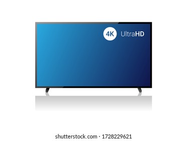 4k TV Vector Screen. UHD Sign. TV Ultra HD Resolution Format. Isolated Illustration. Ultra HD TV. creen smart tv in modern ultra hd resolution with streaming symbol. Eps10 vector illustration.