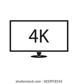 4k TV Vector Screen. UHD Sign. TV Ultra HD Resolution Format. Isolated Illustration